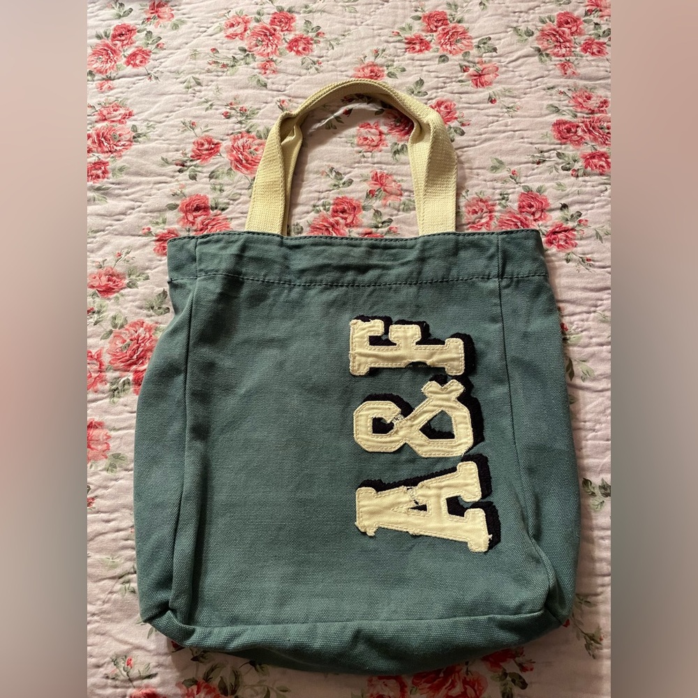 Abercrombie & Fitch Light Blue Canvas Tote with Cream Handles and Cream Logo
